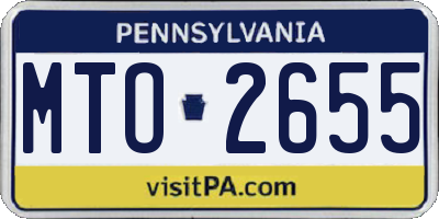 PA license plate MTO2655