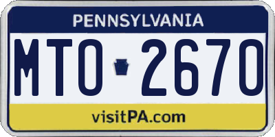PA license plate MTO2670