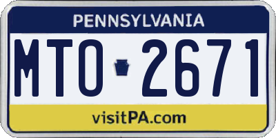 PA license plate MTO2671