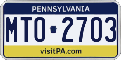 PA license plate MTO2703
