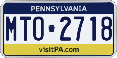 PA license plate MTO2718