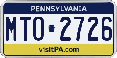 PA license plate MTO2726