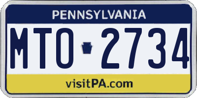 PA license plate MTO2734
