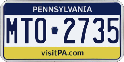 PA license plate MTO2735