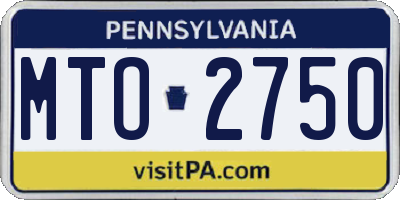 PA license plate MTO2750
