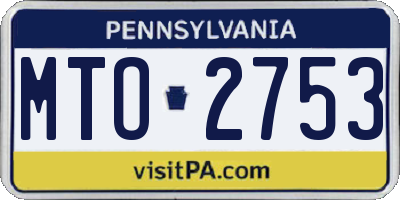 PA license plate MTO2753