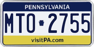 PA license plate MTO2755