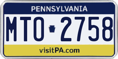 PA license plate MTO2758