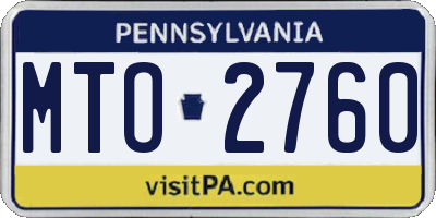 PA license plate MTO2760