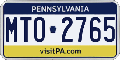 PA license plate MTO2765