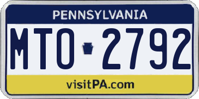PA license plate MTO2792