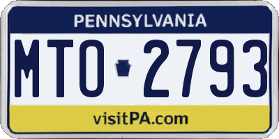 PA license plate MTO2793