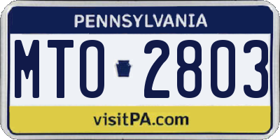 PA license plate MTO2803