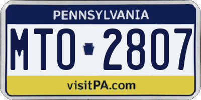 PA license plate MTO2807
