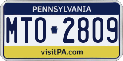 PA license plate MTO2809