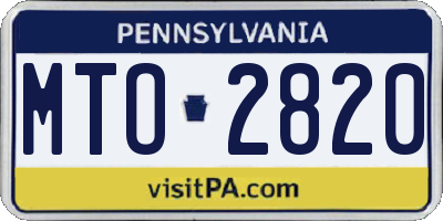 PA license plate MTO2820