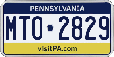 PA license plate MTO2829