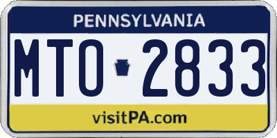 PA license plate MTO2833