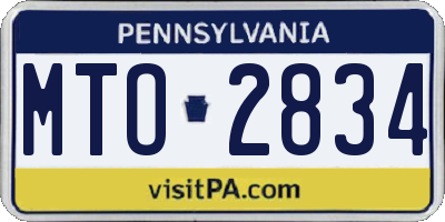 PA license plate MTO2834