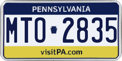 PA license plate MTO2835