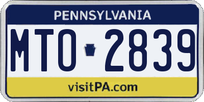 PA license plate MTO2839