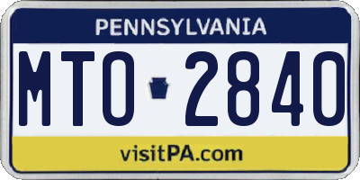 PA license plate MTO2840