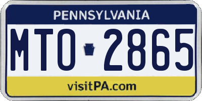 PA license plate MTO2865
