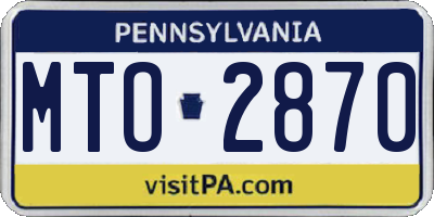 PA license plate MTO2870
