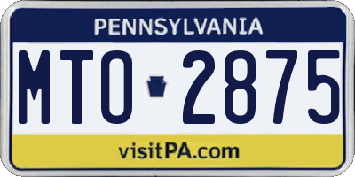 PA license plate MTO2875