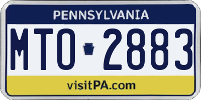 PA license plate MTO2883