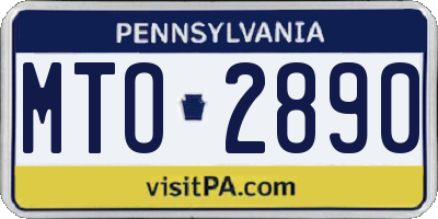 PA license plate MTO2890