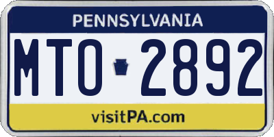PA license plate MTO2892