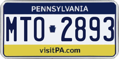 PA license plate MTO2893