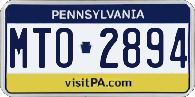 PA license plate MTO2894