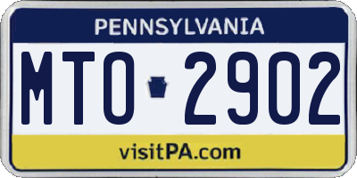 PA license plate MTO2902