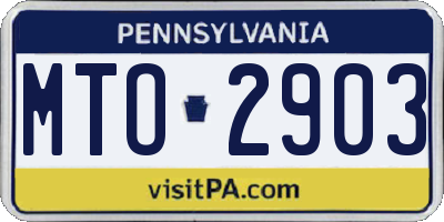 PA license plate MTO2903