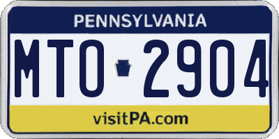 PA license plate MTO2904