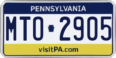 PA license plate MTO2905