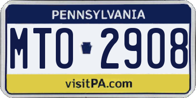 PA license plate MTO2908