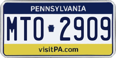 PA license plate MTO2909