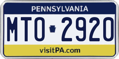 PA license plate MTO2920