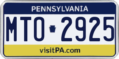 PA license plate MTO2925