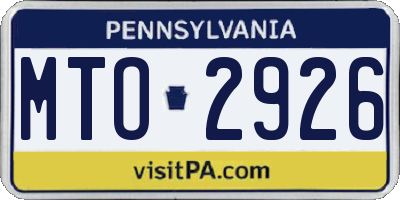 PA license plate MTO2926