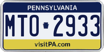 PA license plate MTO2933