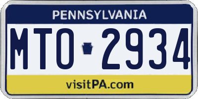 PA license plate MTO2934
