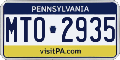 PA license plate MTO2935