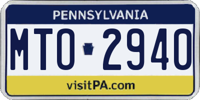 PA license plate MTO2940