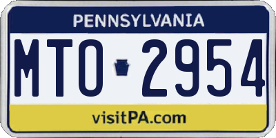 PA license plate MTO2954