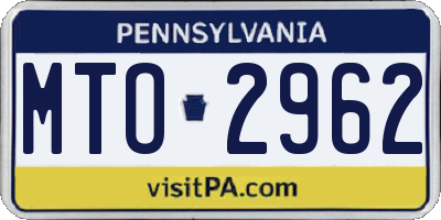 PA license plate MTO2962