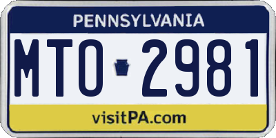 PA license plate MTO2981